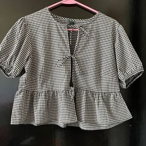 Wild Fable Black and White Gingham Blouse